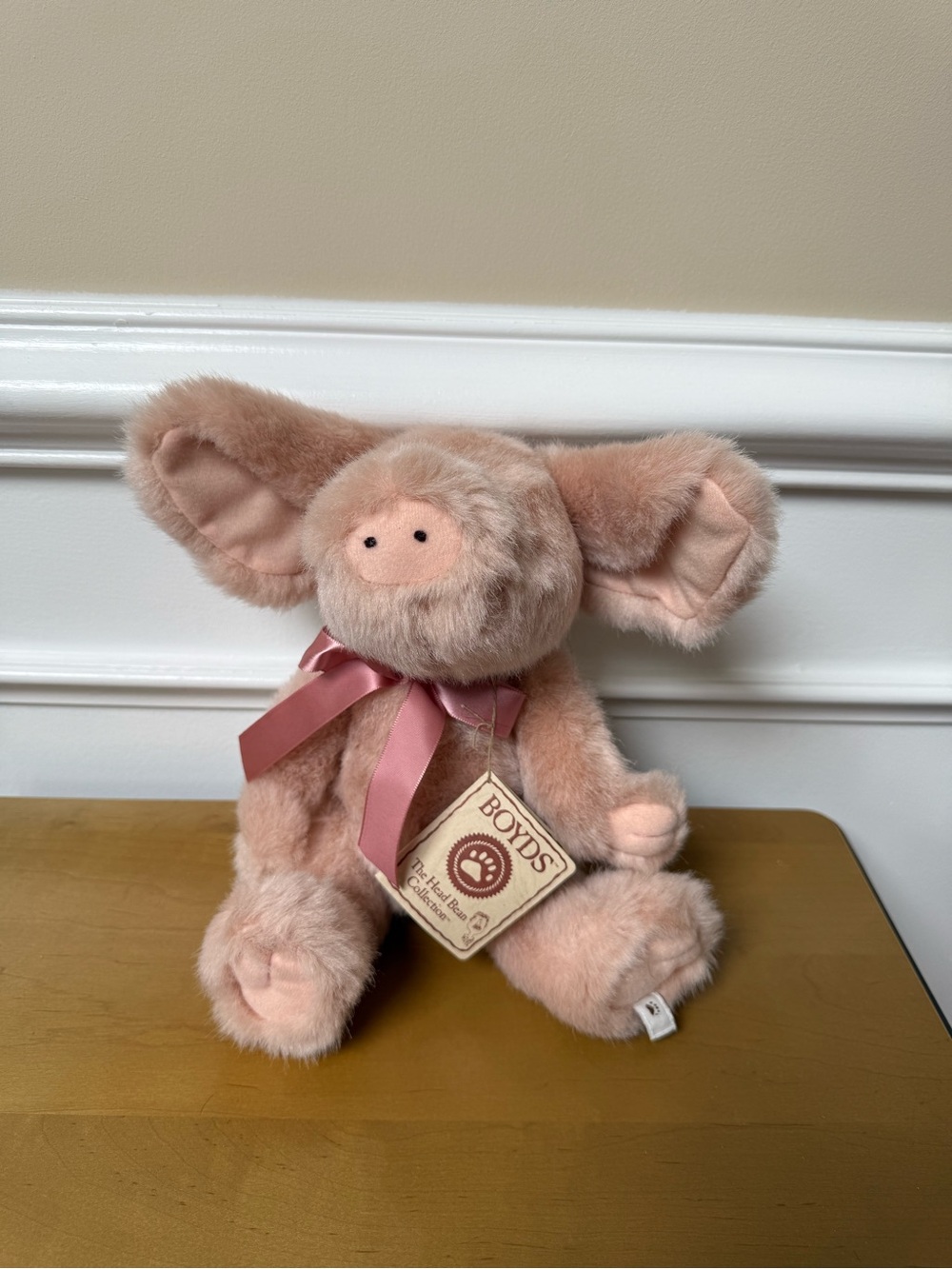 Boyds Bears Pink Plush Piglet with Satin Ribbon